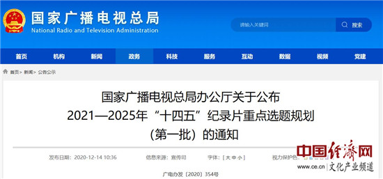 利记官方网站首批2021—2025年“十四五”记载片核心选题计划宣布